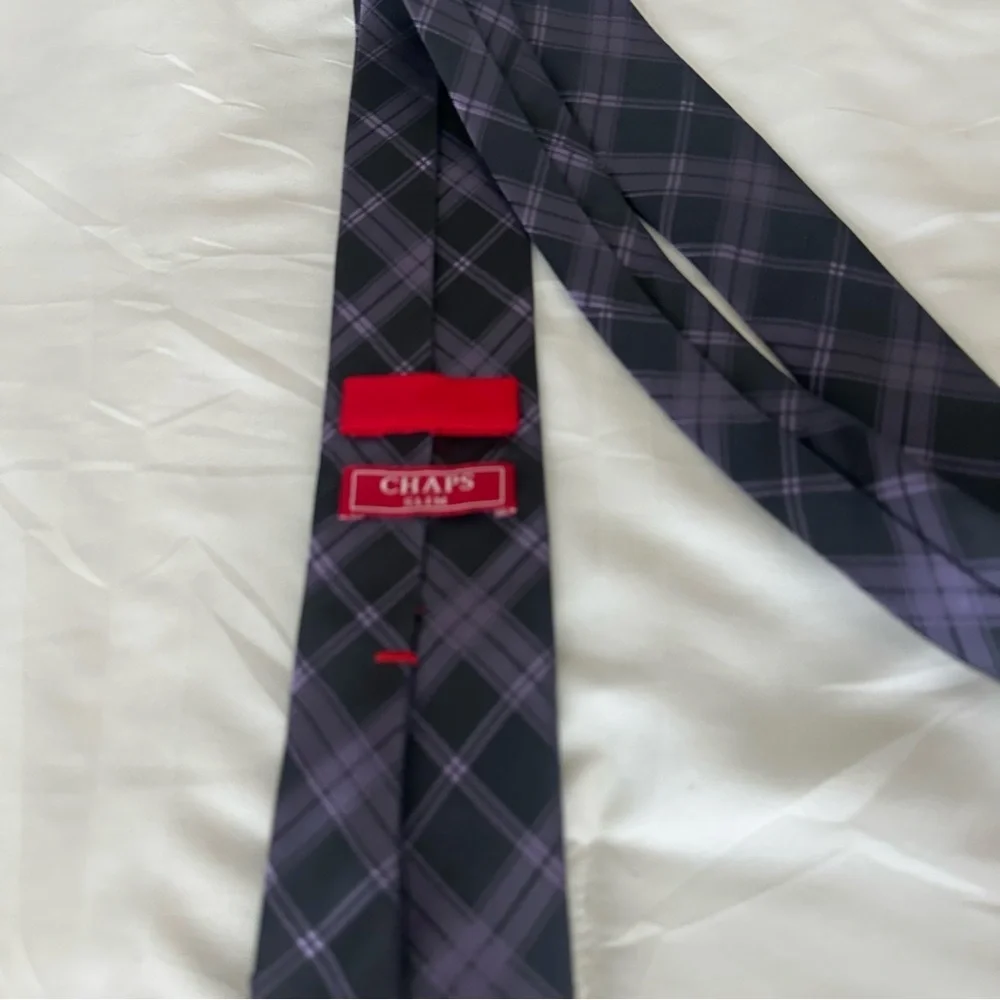 Chaps Black and Purple Checkered Silk Tie